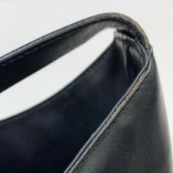 🥳HP🥳Gucci Authentic Gucci Vintage Black Leather Tote Gold Zipper Shoulder Bag - Picture 12 of 13